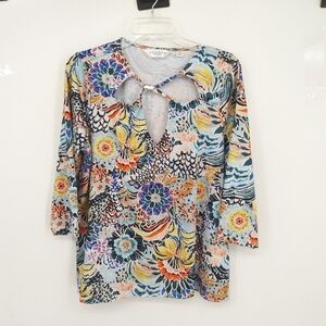 Allison Taylor x patterned front cross accent blouse
